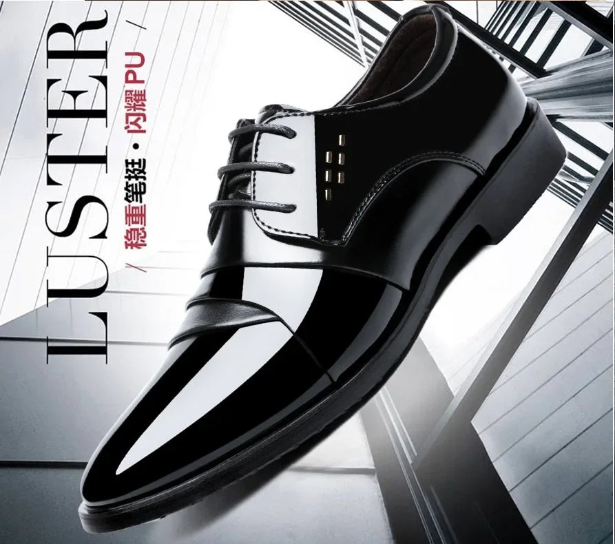 Chaussures de ville pour hommes, luxe, en cuir verni, style Oxford, pour hommes, chaussures habillées en cuir de haute qualité