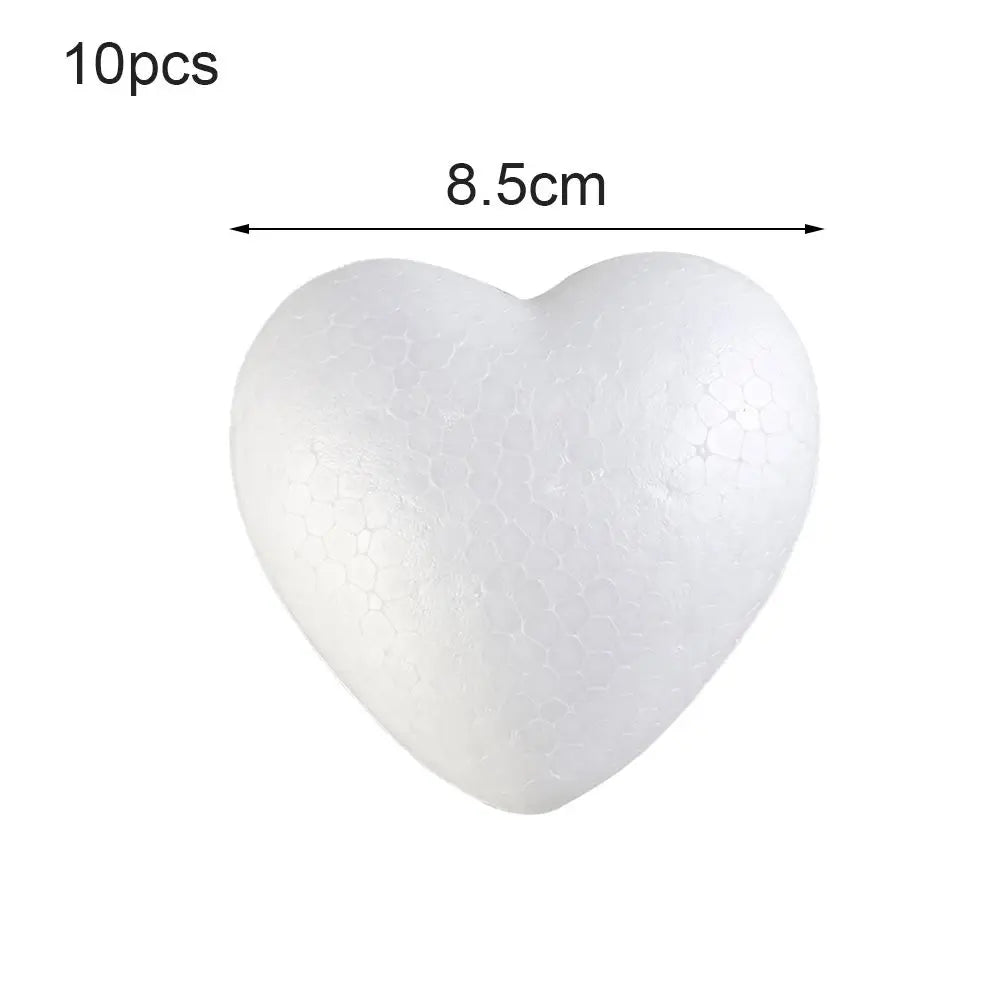 Moule Cœur en Mousse 6/8.5/10/15cm Boules Blanches Bricolage en Polystyrène pour Décoration de Mariage, Jouets, Fête