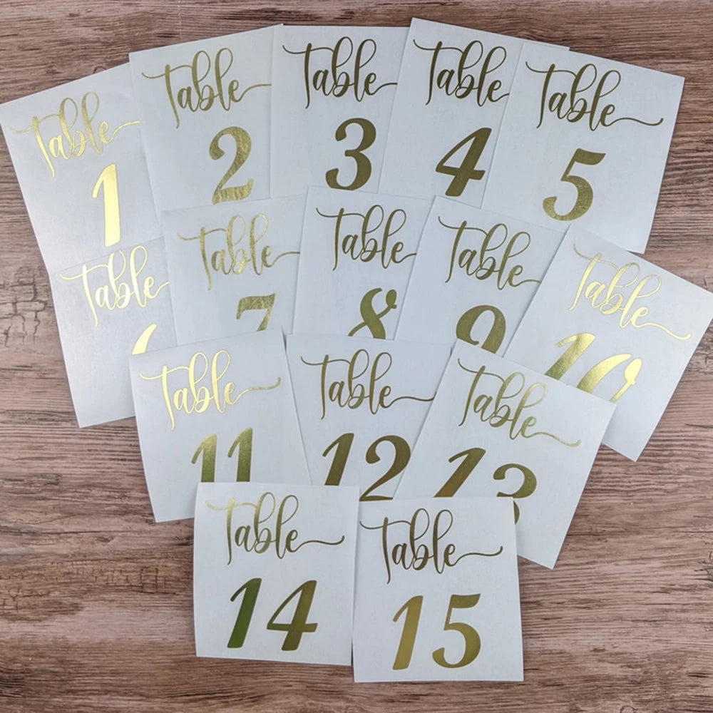 Autocollant Numéro de Table de Mariage, Décalcomanies en Vinyle pour Plans de Table, Cadres, Bouteilles, Cartes, Bougies, Vases
