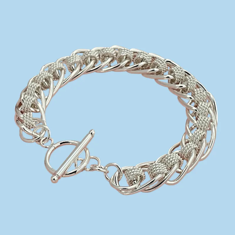 Bracelet maille perforée — Argent sterling 925