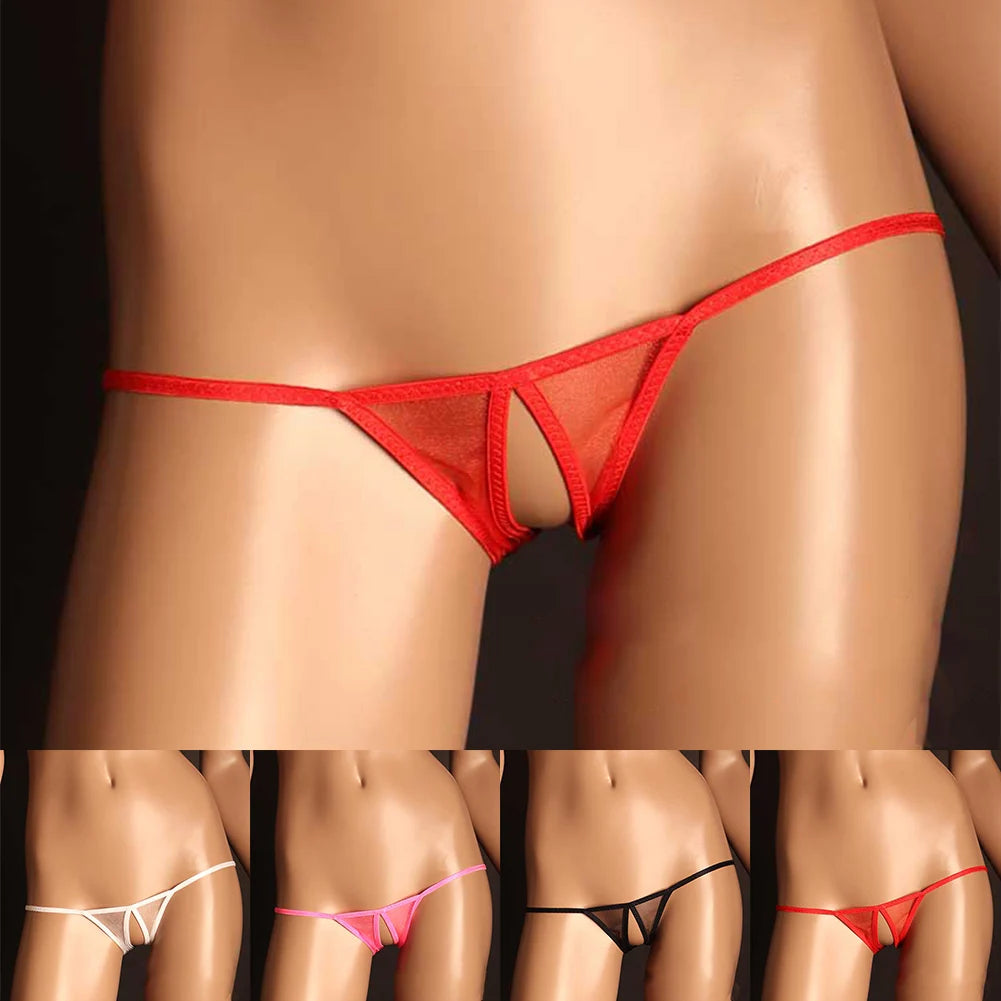 Women Sexy Briefs Mesh Low Rise G-string Elastic Thongs Ultra-Thin Underwear See Through Panties Knickers Erotic Sexy Lingerie