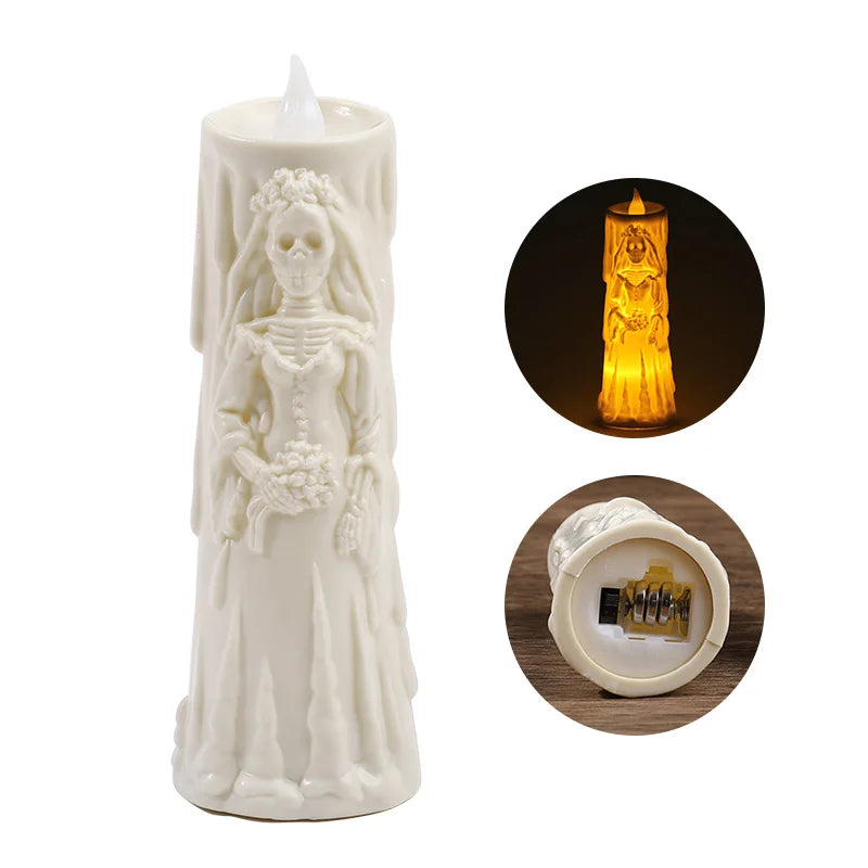 Halloween Skeleton Lamp LED Luminous Candle Horror Decoration Prop Ghost Groom Bride Couple Lamp Ornament Halloween Decor
