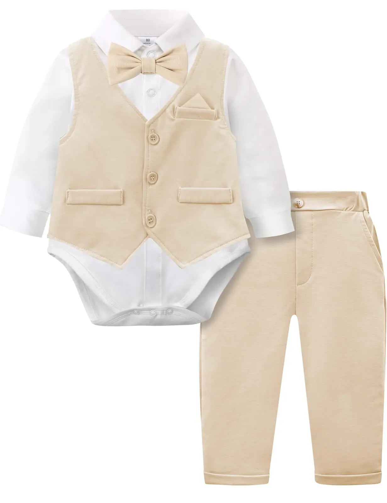 Ensemble Costume Bébé Garçon Tenue Formelle pour Mariage 1er Anniversaire Nouveaux-nés Barboteuse Gilet Pantalon Vêtements de Gentleman