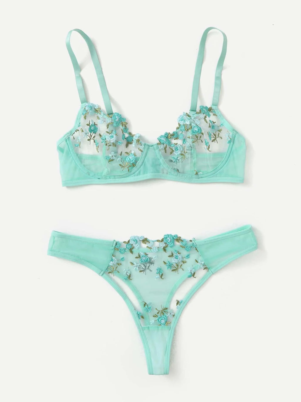 Lingerie Sexy Broderie Florale Sous-Vêtements Dentelle Transparente Court Kits de Soins de la Peau Ensemble Fée Délicate Femme 2 Pièces