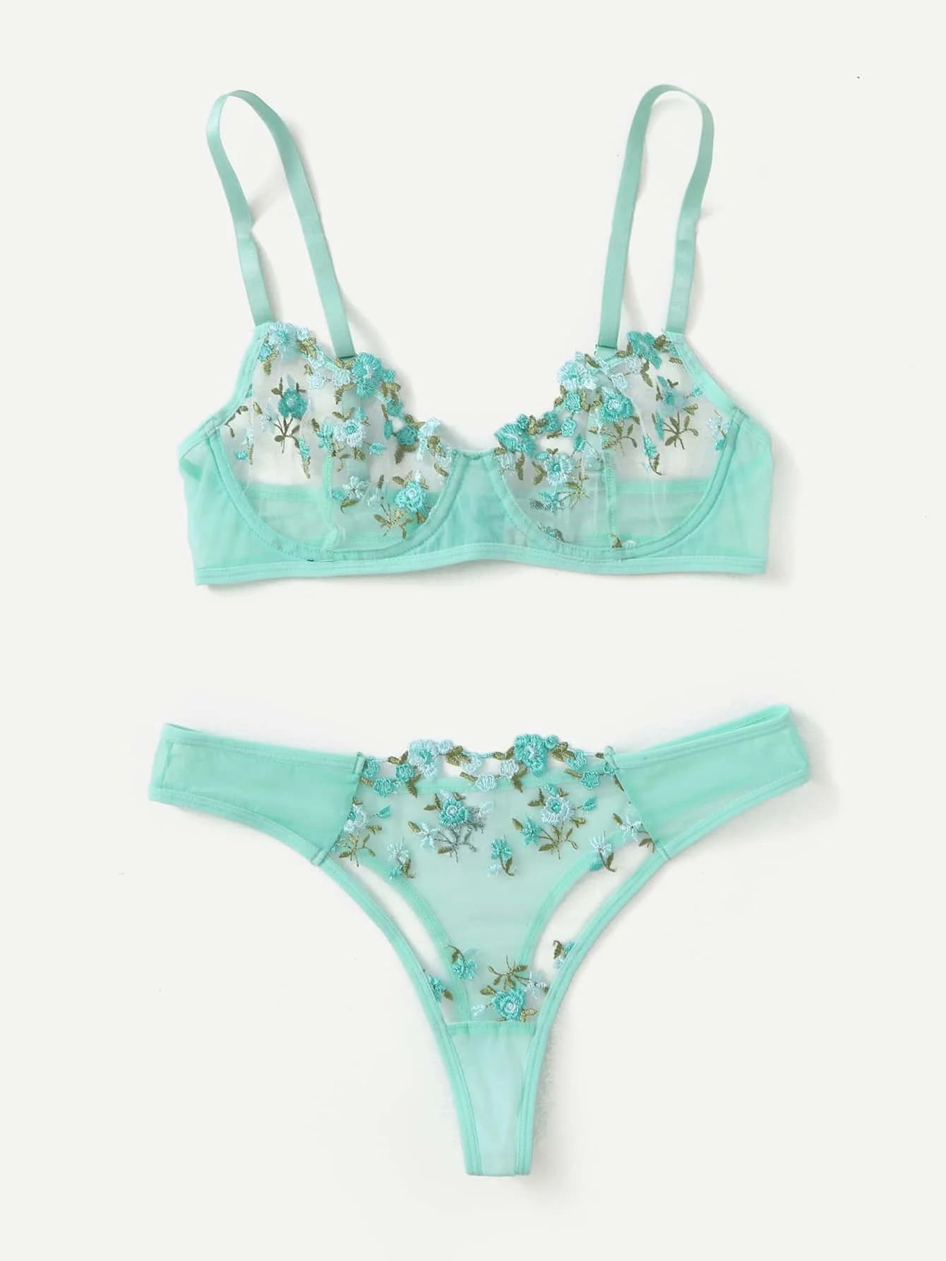 Lingerie Sexy Broderie Florale Sous-Vêtements Dentelle Transparente Court Kits de Soins de la Peau Ensemble Fée Délicate Femme 2 Pièces