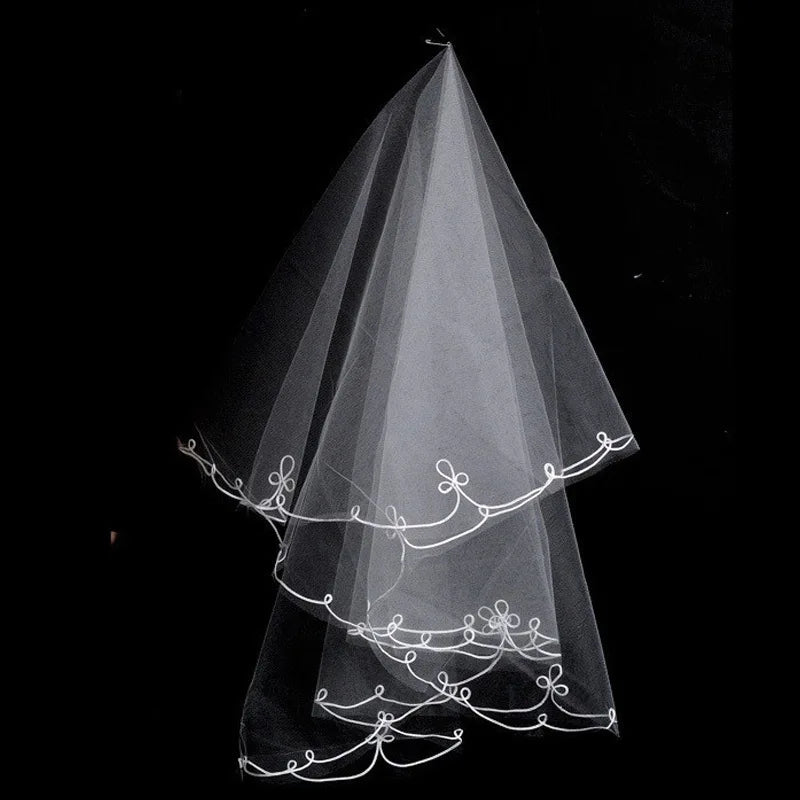 Voile de mariée court et simple en tulle à deux couches avec peigne, blanc ou ivoire, pour la mariée, accessoires de mariage