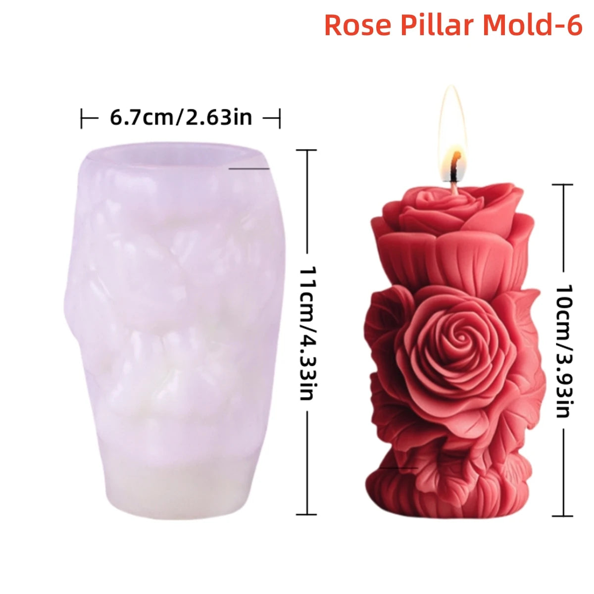 Moule en silicone pour bougie pilier rose 3D, colonne de fleurs géométriques, moule à plâtre pour bougie parfumée, ornement, cadeau fait à la main, décoration de mariage