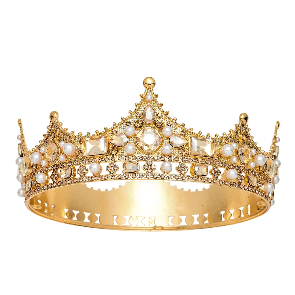 Couronne de Champagne Grande Couronne de Reine Diadèmes et Couronnes pour Femmes Bijoux de Tête de Mariage Fête d'Anniversaire