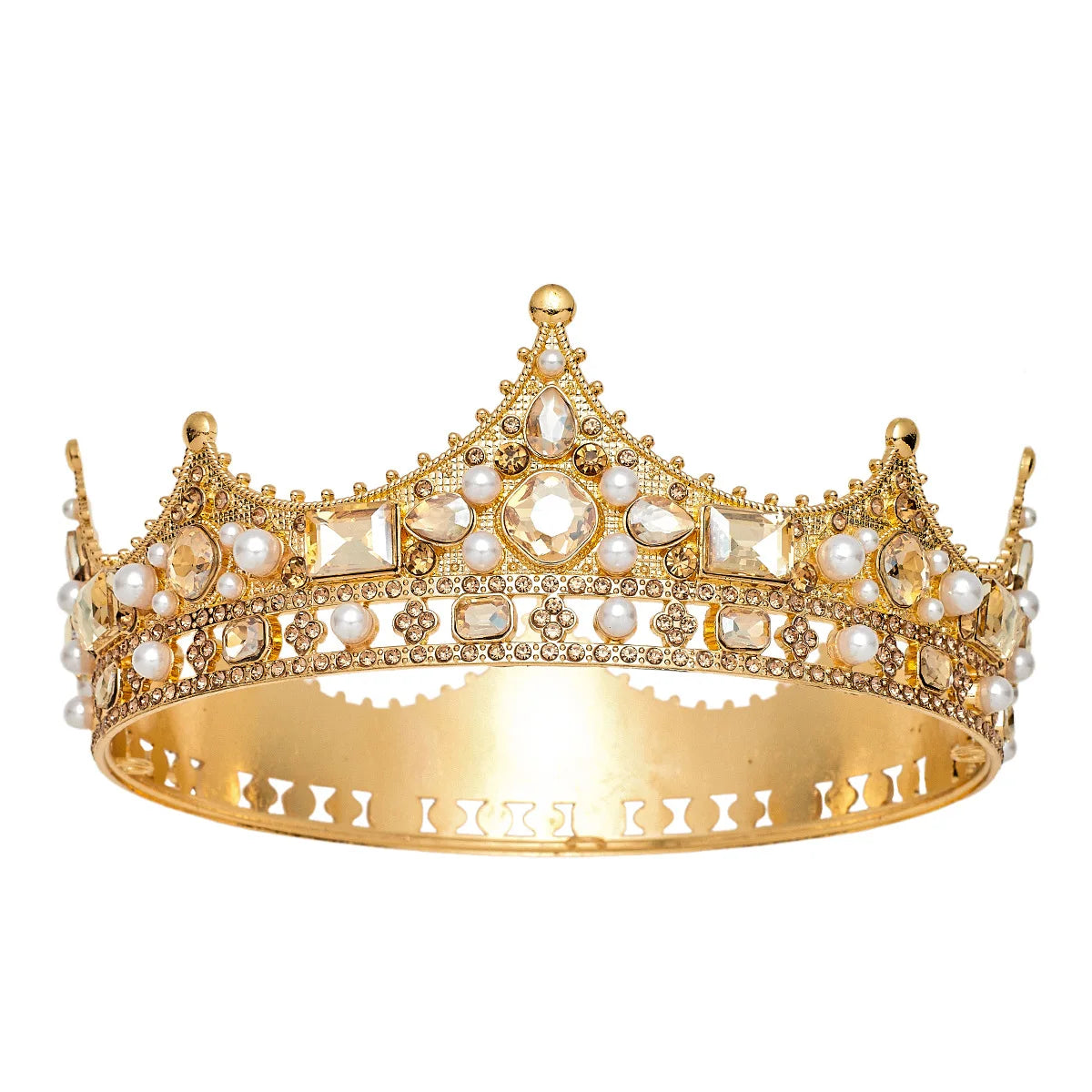 Couronne de Champagne Grande Couronne de Reine Diadèmes et Couronnes pour Femmes Bijoux de Tête de Mariage Fête d'Anniversaire