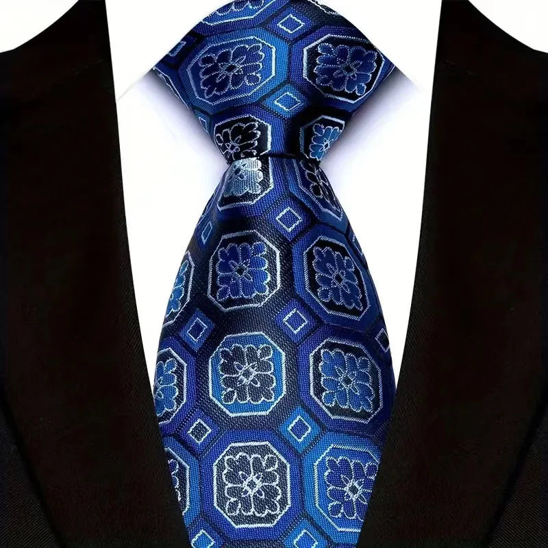 Cravate de luxe 8CM pour homme, motifs floraux et cachemire, tissée jacquard, accessoires pour occasions d'affaires et de mariage.
