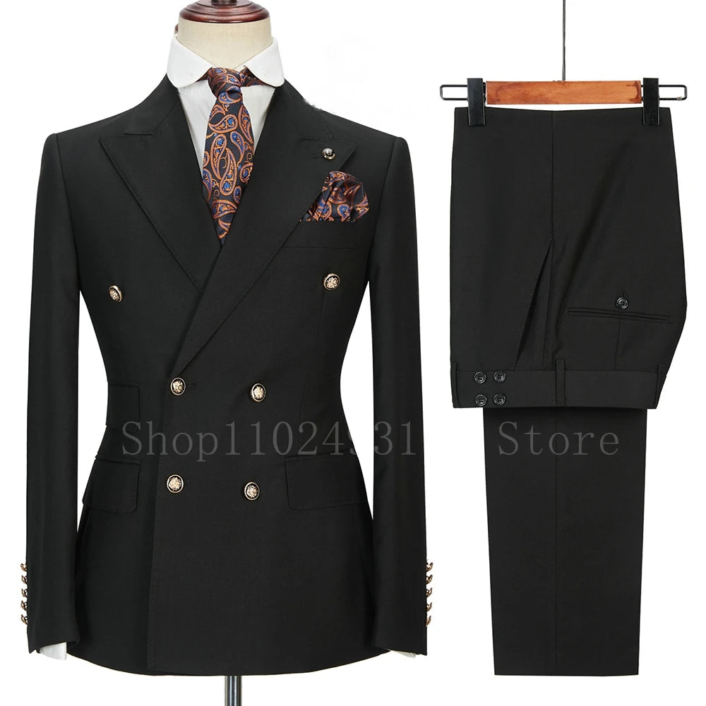 Costumes de Mariage Blancs pour Hommes 2023 2 Pièces Double Boutonnage Coupe Slim Vêtements de Marié Formels d'Affaires (Veste+Pantalon) Costume Homme