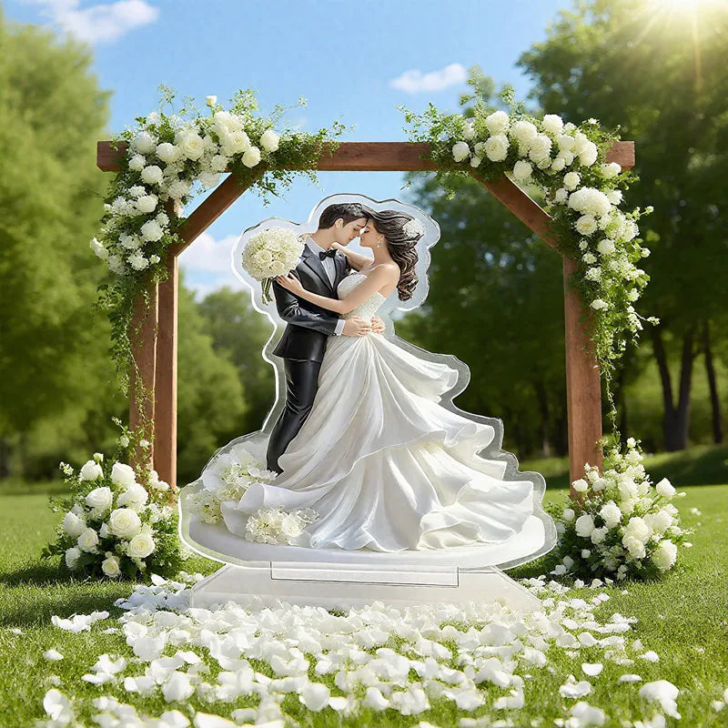 Décoration de gâteau de mariage en acrylique 2D, danse des mariés, pour la décoration de gâteaux de mariage, de fiançailles, d'anniversaire.