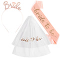 Ensemble de 3 accessoires de fête de mariage pour mariée avec écharpe, diadème et voile pour les décorations de fête prénuptiale et d'enterrement de vie de jeune fille