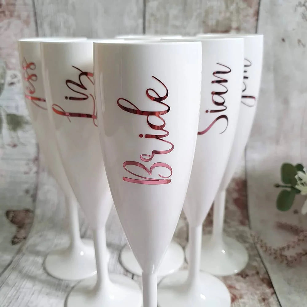 Personalized Birth Flower Champagne Flutes | Mr & Mrs Wedding Gift