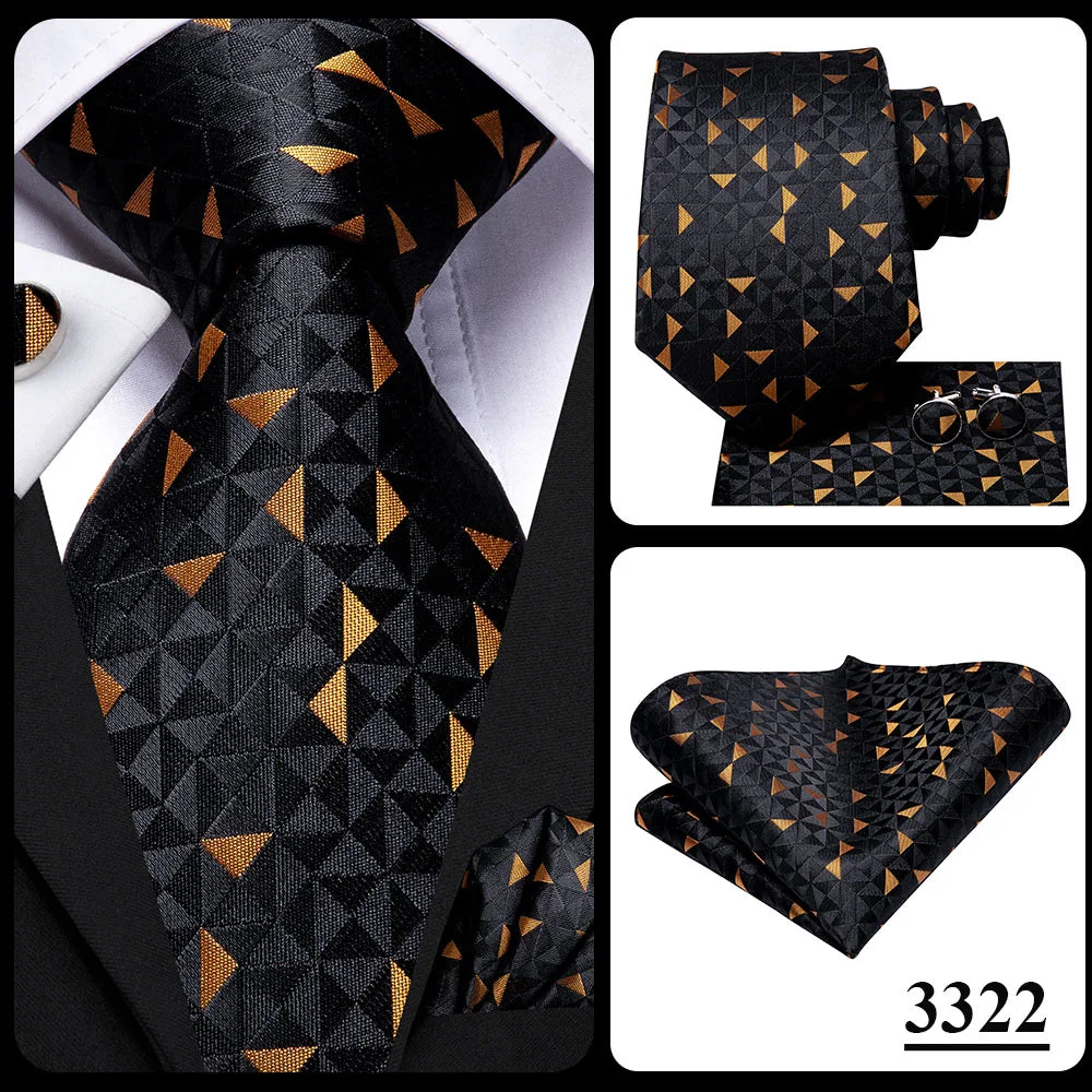Silk Necktie Gift Set | Groom & Groomsmen Wedding Tie with Pocket Square & Cufflinks