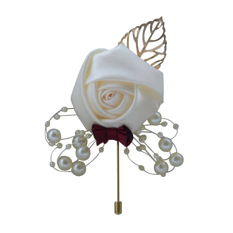 Satin Rose Corsage Brooch | Wedding Boutonniere & Bridal Accessory
