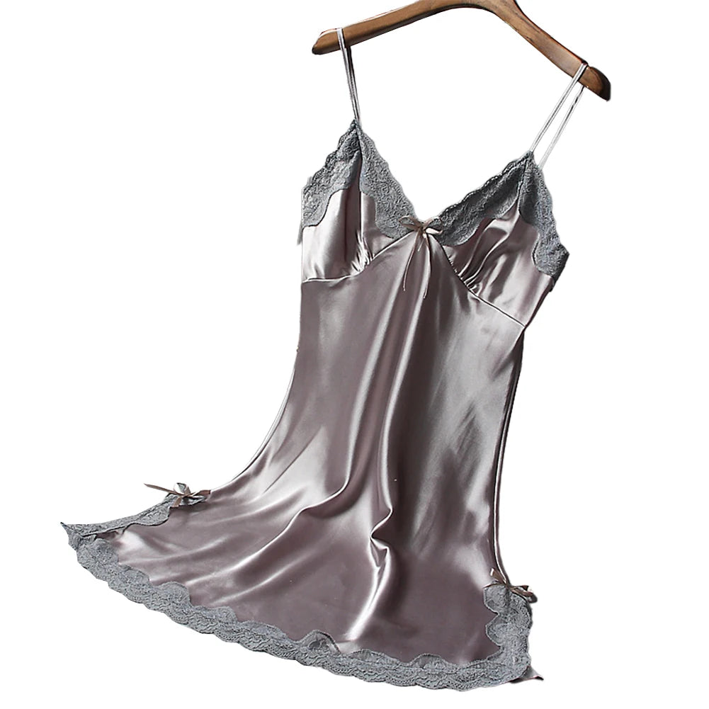 Chemise de nuit en dentelle patchwork sexy, lingerie, nuisette, col en V, robe de mariée, vêtements de nuit, robes de nuit sexy pour femmes