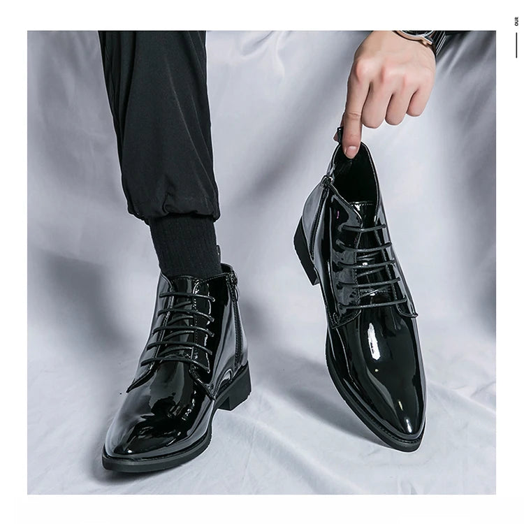 Bottes de luxe pour homme à paillettes, tendance, violettes, montantes, chaussures de mariage pour homme, bouts pointus, fermetures éclair, chaussures de ville pour homme, grande taille 47
