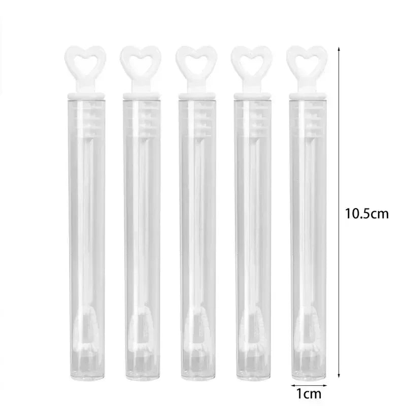100/10 pièces Cœur d'amour Baguette Tube Vide Transparent Bouteilles de Savon à Bulles avec Poignée Cœur Cadeaux de Mariage pour Invités Décoration de Fête Jouets pour Enfants