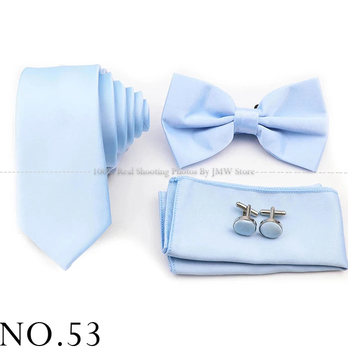 Ensemble cravate et nœud papillon violet bleu sauge vert en polyester, boutons de manchette et broche pour costume de marié, cravate de mariage, accessoire de chemise