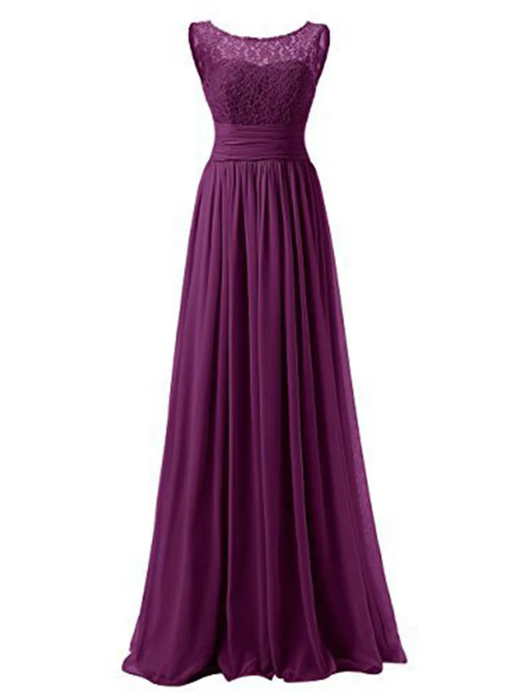 Customized A-Line Chiffon Bridesmaid Dress Wedding Party Evening Dresses Lace Sleeveless Prom Party Gowns robe soirée femme