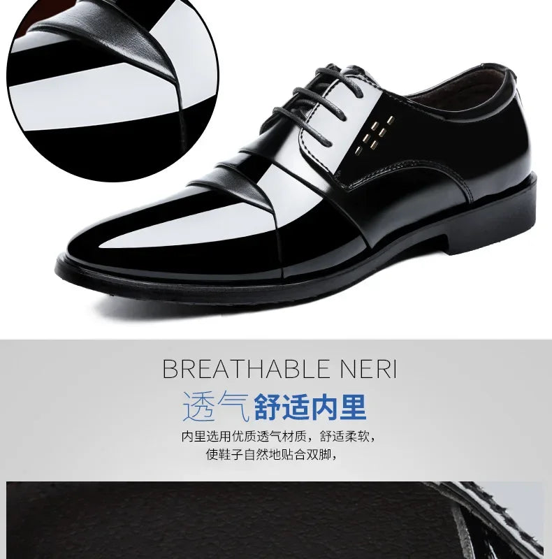 Chaussures de ville pour hommes, luxe, en cuir verni, style Oxford, pour hommes, chaussures habillées en cuir de haute qualité