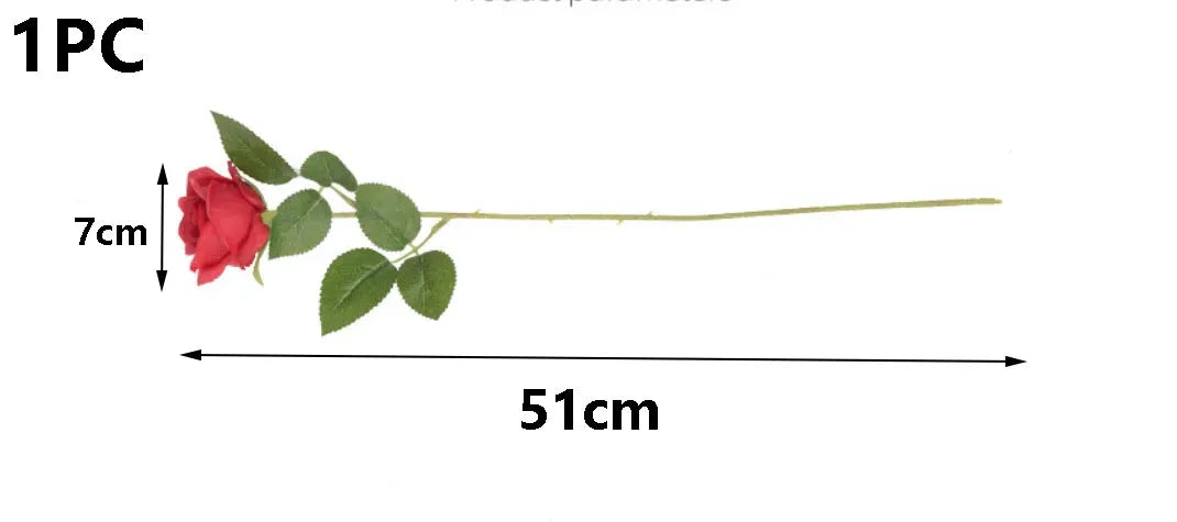 Velvet Artificial Rose Flowers for Wedding Décor & DIY (Set of 10)