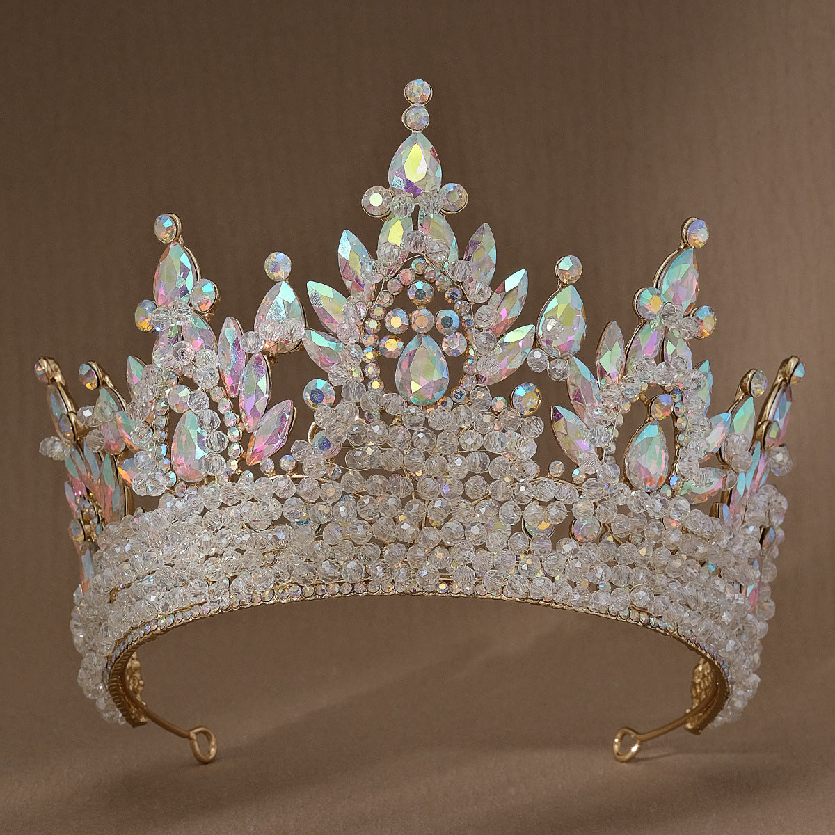 Accessoires de cheveux de mariage colorés roses, coiffe de concours de beauté, diadème de mariée Fait à la main en CRISTAL coloré avec perles