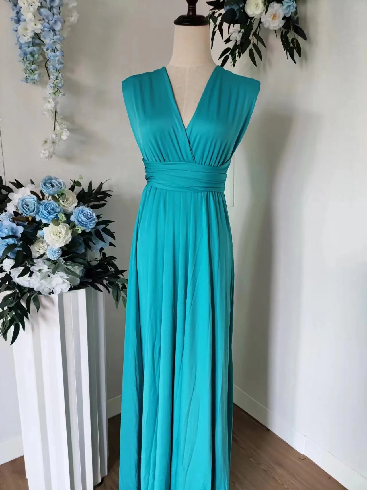 Robe de demoiselle d'honneur, robe longue vert olive de demoiselle d'honneur, robe convertible pour cortège nuptial, robe infinie multivoies, robe sur mesure