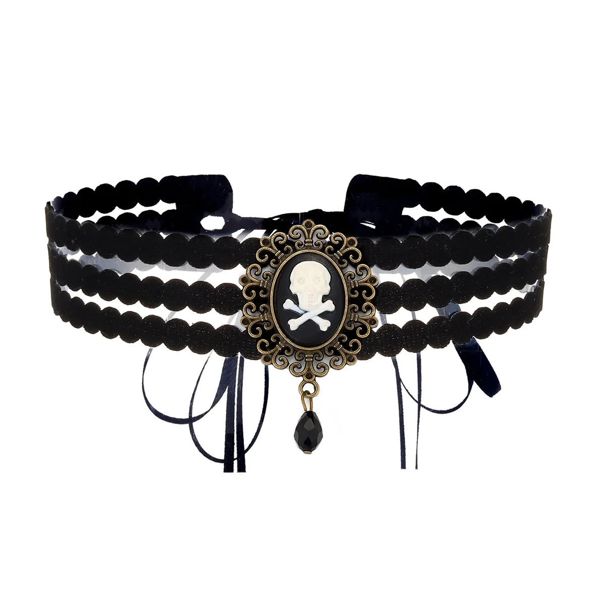 Collier ras-du-cou « rose épanouie en dentelle gothique » — style Lolita