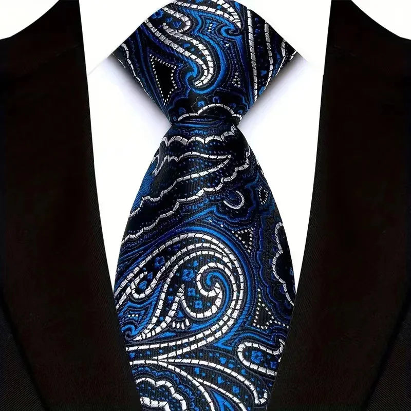 Cravate de luxe 8CM pour homme, motifs floraux et cachemire, tissée jacquard, accessoires pour occasions d'affaires et de mariage.