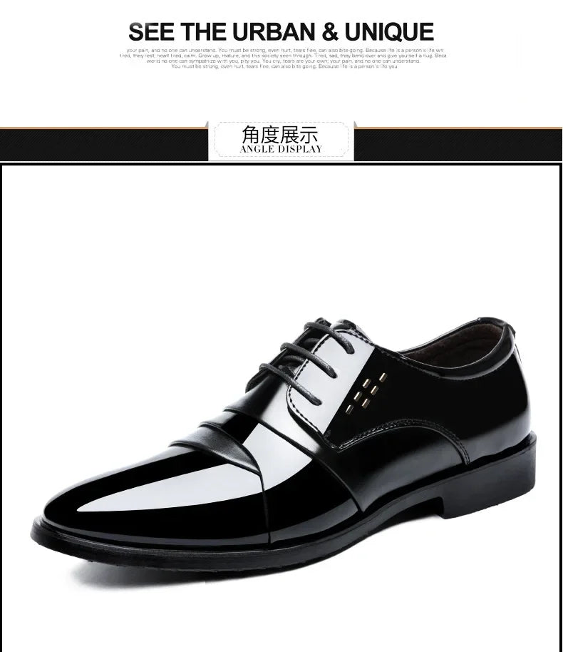 Chaussures de ville pour hommes, luxe, en cuir verni, style Oxford, pour hommes, chaussures habillées en cuir de haute qualité