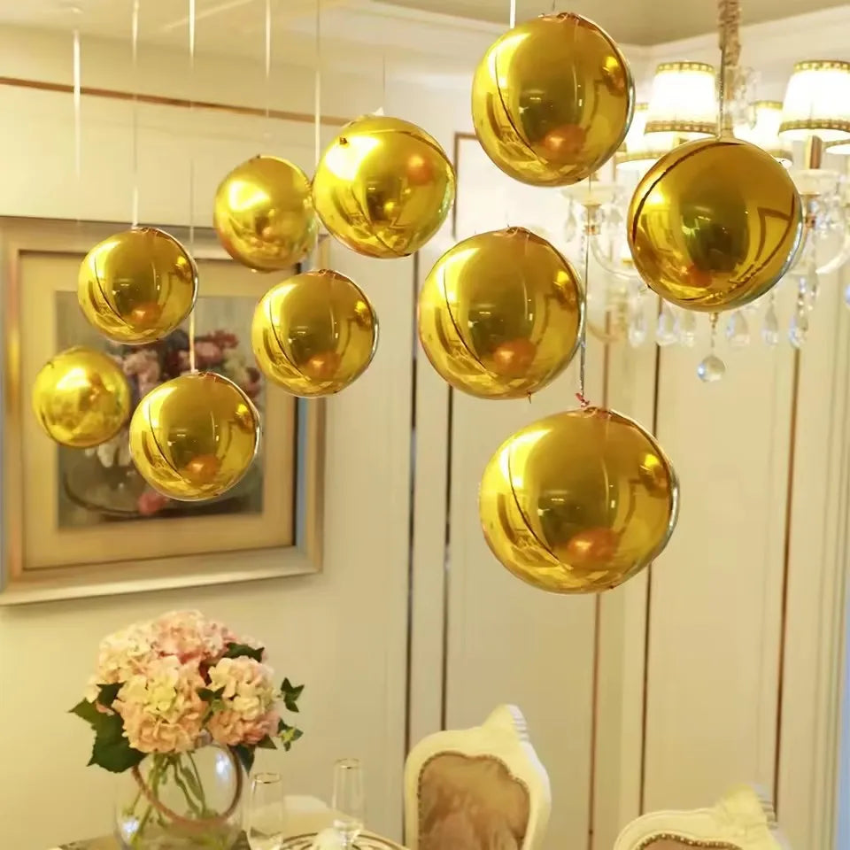 20 Ballons ronds 4D de 10 pouces Rouges Argentés en feuille d'aluminium Ballons de fête à thème d'anniversaire Douche de bébé Décoration de mariage Faveur Jouet pour enfants Air Globos