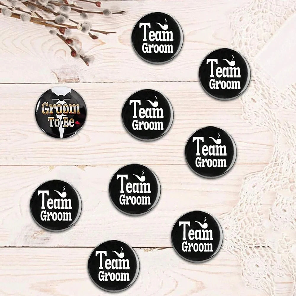 Team Bride & Team Groom Button Pin Set | Bachelorette Party Badges | Bridesmaid Gift Favors