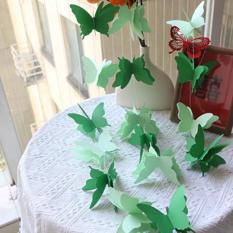 3M Serpentins 3D Papillon Graduel Forme Papier Chaîne Fleur Fête D'anniversaire Décoration Fête De Mariage Décoration Approvisionnement