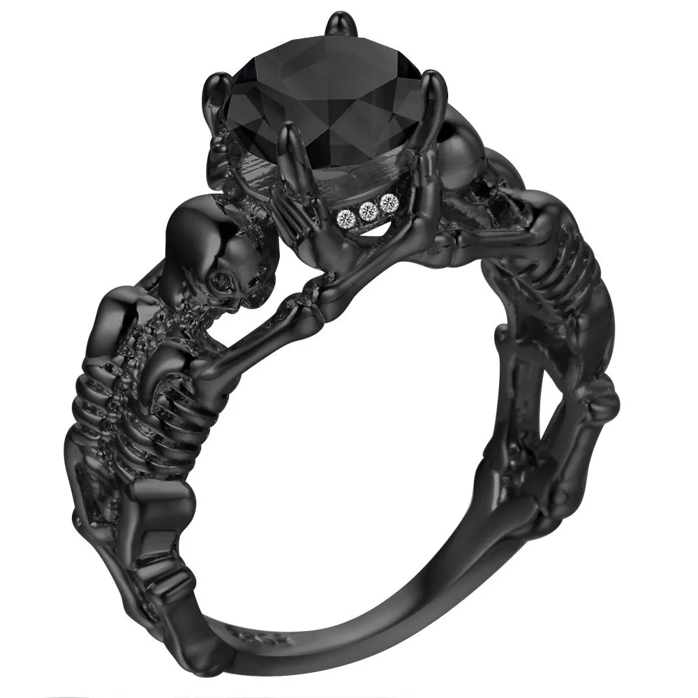 Bague de promesse gothique Squelette Zirconium — Alliance alternative