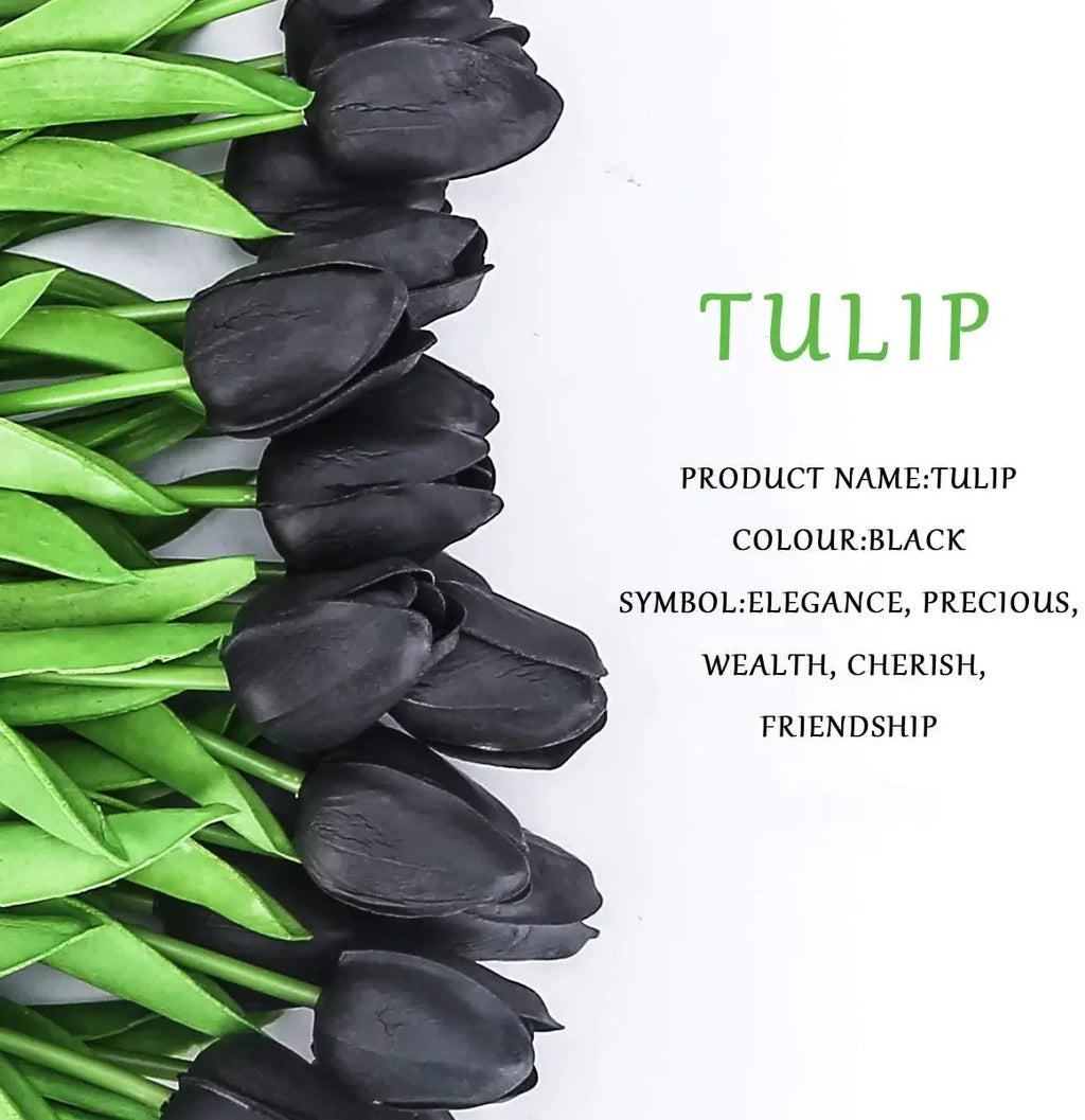 Tulipes noires artificielles "effet naturel" pour décoration de mariage (Lot de 20)