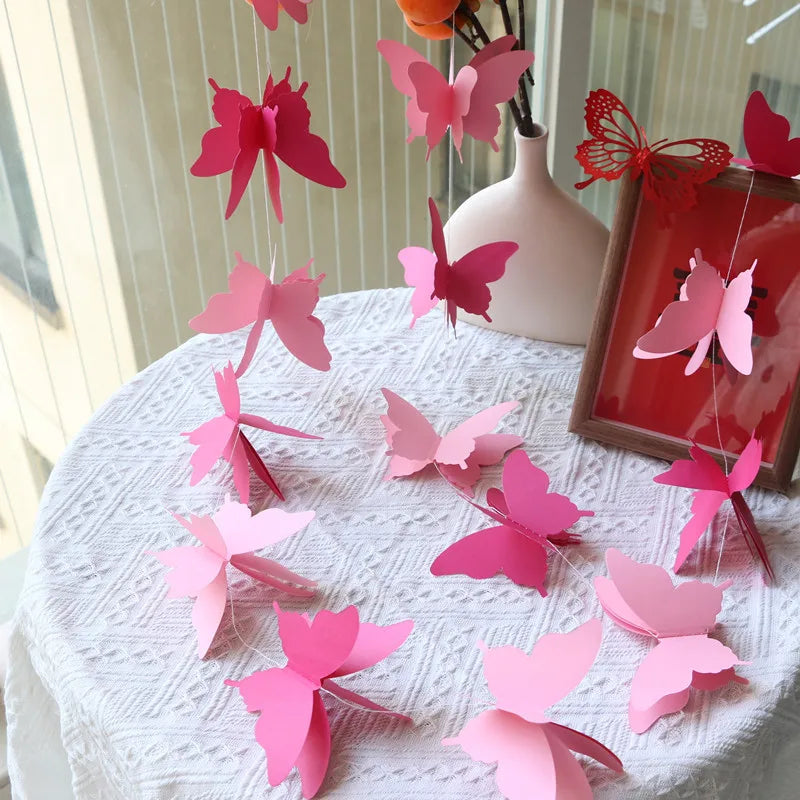 3M Serpentins 3D Papillon Graduel Forme Papier Chaîne Fleur Fête D'anniversaire Décoration Fête De Mariage Décoration Approvisionnement