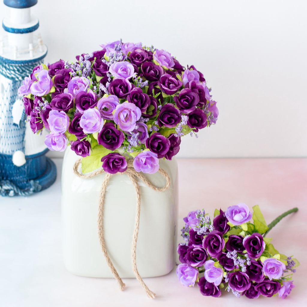 Bouquet de roses artificielles diamant – 21 fleurs, 7 tiges