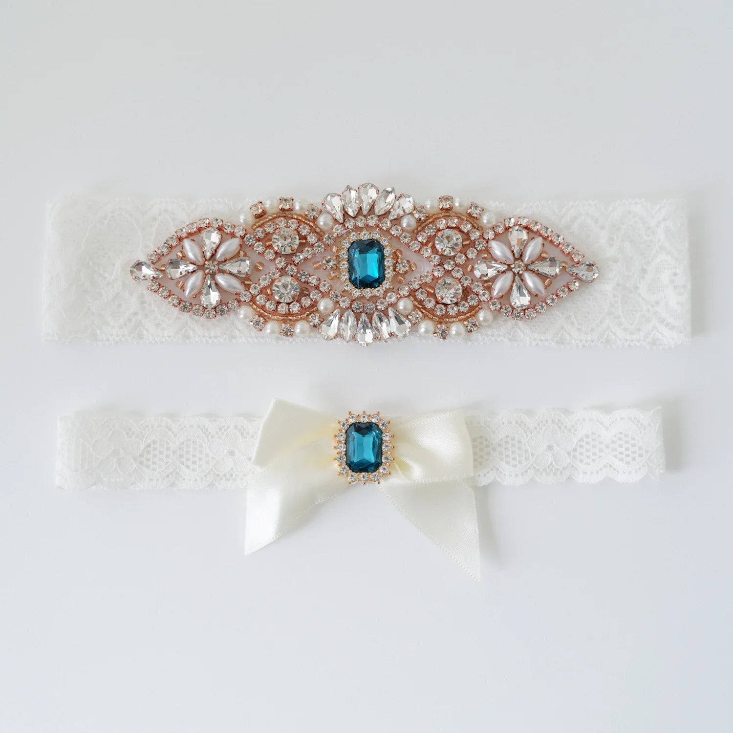 Jarretière de mariage Shinny Crystals Pearls Ceinture de jarretelles de mariée Accessoires de fête cosplay Dentelle élastique Anneau de jambe Jarretière de mariée