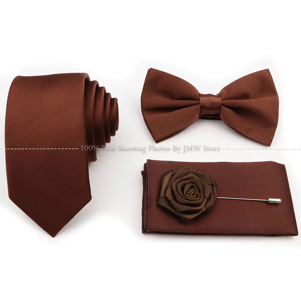 Ensemble cravate et nœud papillon violet bleu sauge vert en polyester, boutons de manchette et broche pour costume de marié, cravate de mariage, accessoire de chemise