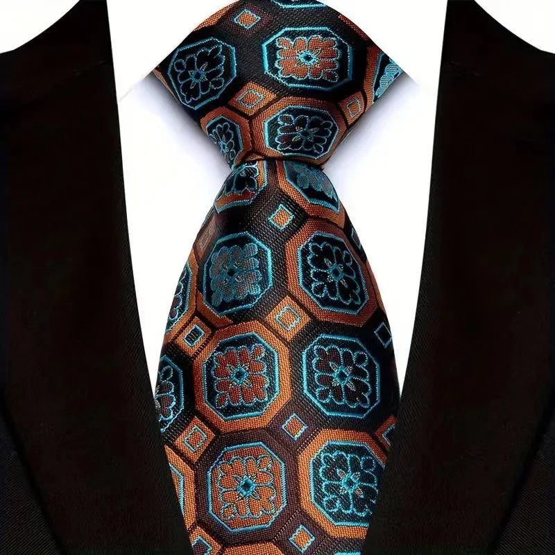 Cravate de luxe 8CM pour homme, motifs floraux et cachemire, tissée jacquard, accessoires pour occasions d'affaires et de mariage.
