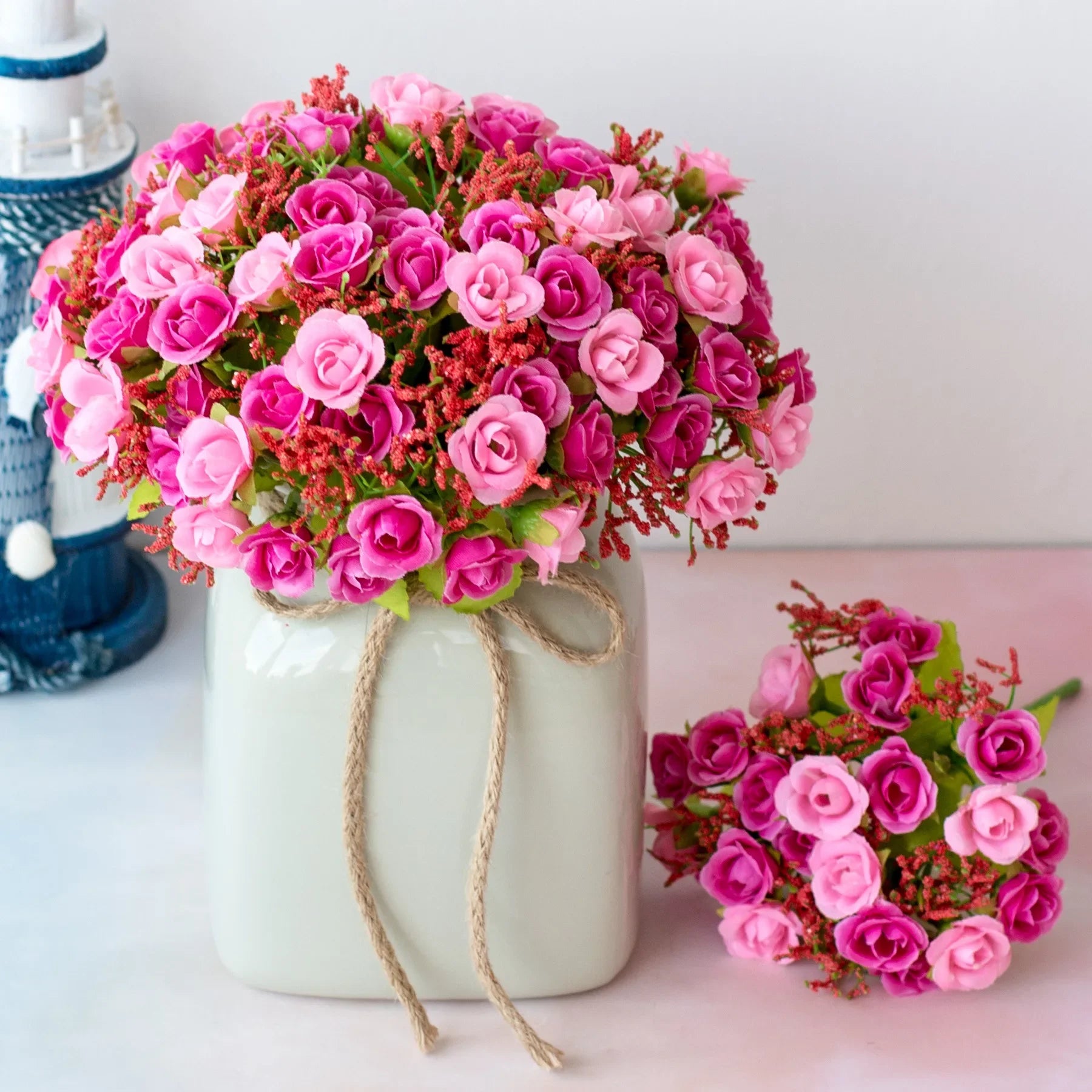 Bouquet de roses artificielles diamant – 21 fleurs, 7 tiges