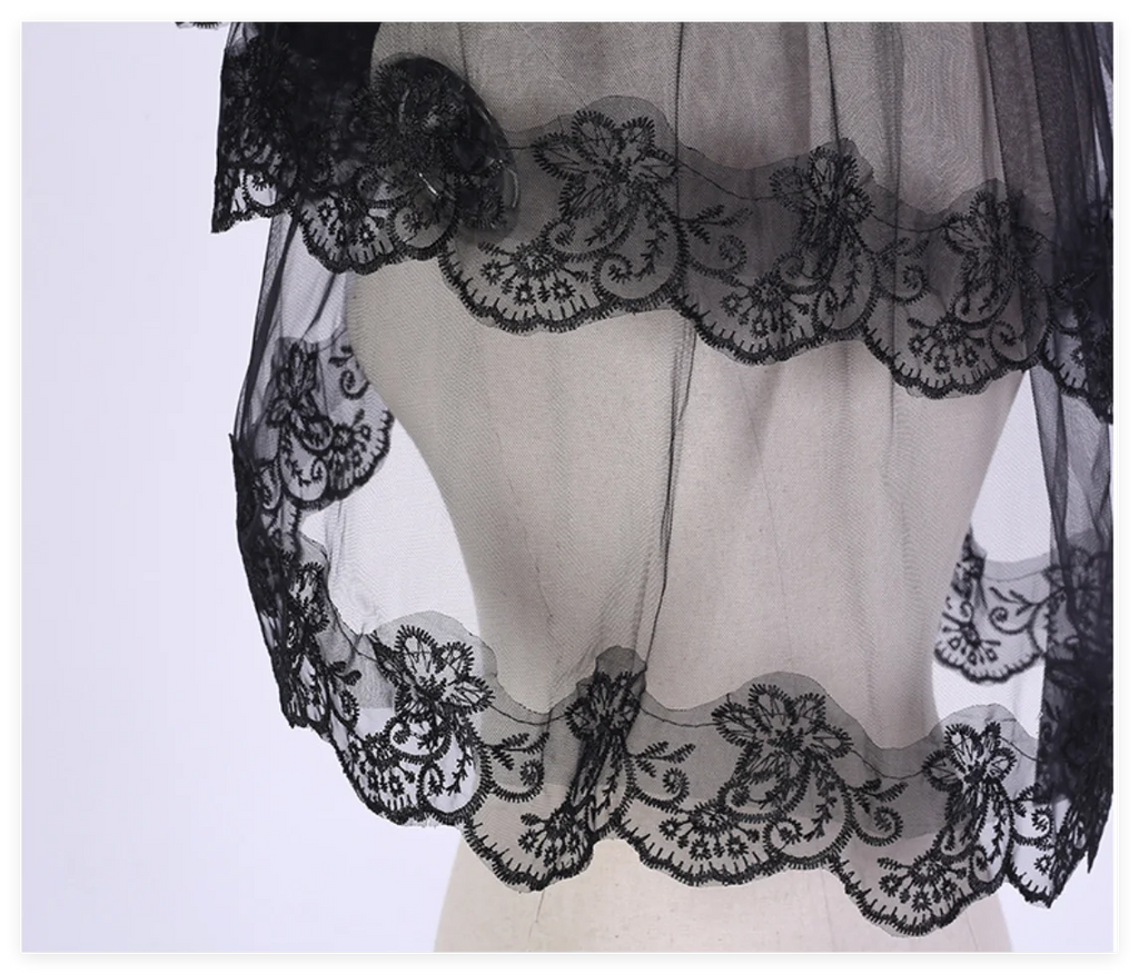 Wedding Veils For Bridal Lace Embroidery Edge Tulle White Black Veil For Halloween Bachelorette Party Headdress Accessories