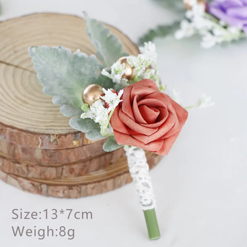 Korean-Style Fabric Flower Boutonniere Corsage Pin | Groom & Wedding Party