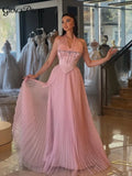 One-Shoulder Beaded Bridesmaid Dress | A-Line Satin Evening Gown | Wedding Guest Dress