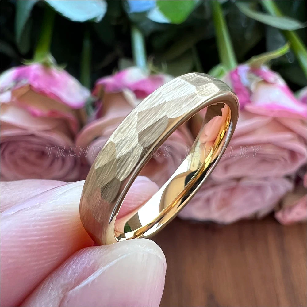 6mm 8mm Hammered Tungsten Carbide Wedding Band for Men Women Domed Brushed Finish Fashion Jewelry Comfort Fit