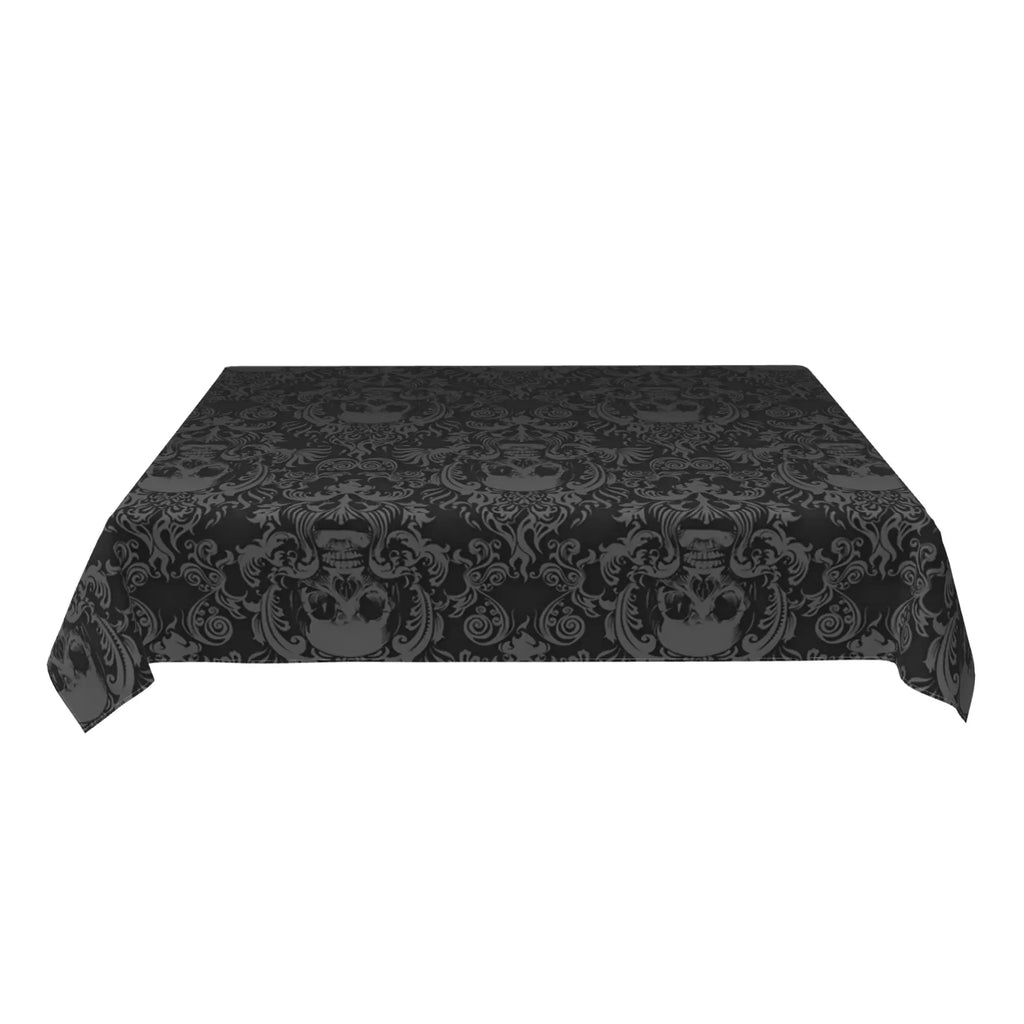 Nappe rectangulaire noire tête de mort gothique avec motif floral en polyester lavable pour cuisine, fête, pique-nique et salle à manger