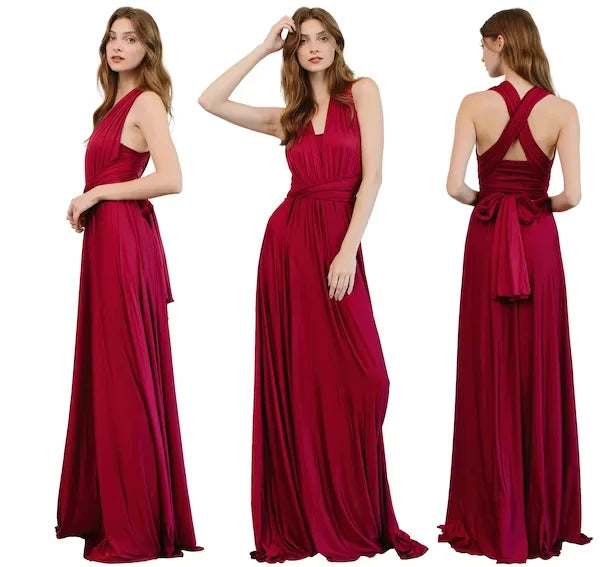Robe de demoiselle d'honneur, robe longue vert olive de demoiselle d'honneur, robe convertible pour cortège nuptial, robe infinie multivoies, robe sur mesure