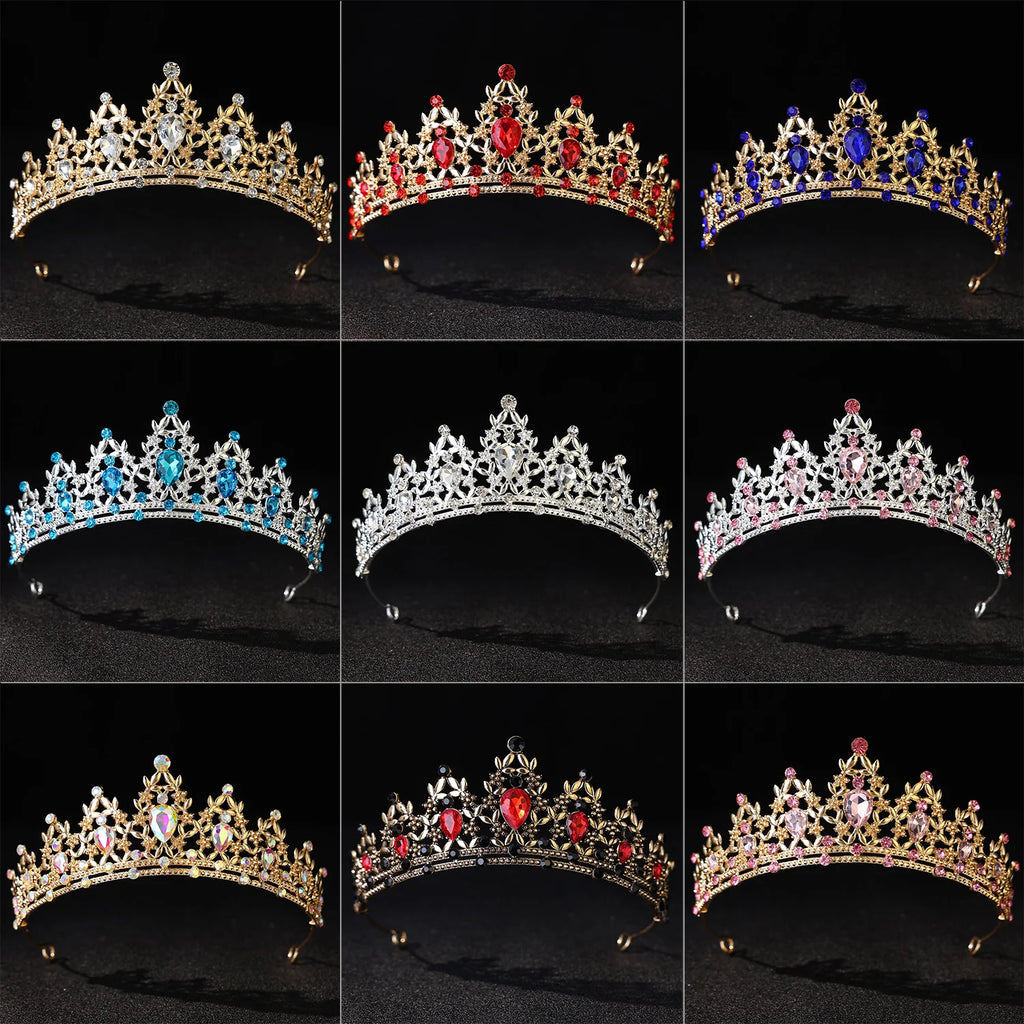 Vintage Luxury Crystal Crown Bridal Wedding Hair Accessories Palace Style Holiday Headbands forChristmas NewYear Banquet Parties
